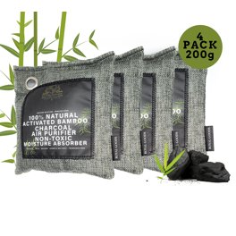 Lot de 2 sacs purificateurs d'air naturels (2 x 100 g) - Charbon actif de bambou - Désodorisant pour voiture, appartement, voiture, chambre à coucher, armoires