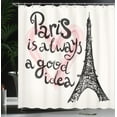 thumbnail image 4 of Ambesonne Eiffel Tower Shower Curtain, Europe Dream Tour, 69"Wx75"L, Cream Pink Black, 4 of 5