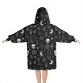 thumbnail image 2 of Black White Gothic Cat Skull Moon Pattern Blanket Hoodies for Kids 6-13YR Oversize Wearable Blanket Hoodies for Boys Girls Teens, 2 of 7