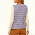 thumbnail image 4 of Xyxonk Women's Lightweight Quilted Puffer Vest V Neck Slim Fit Button Down Padded Gilet Thermal Sleeveless White Duck Down Coat Outerwear,Light Purple XL, 4 of 8