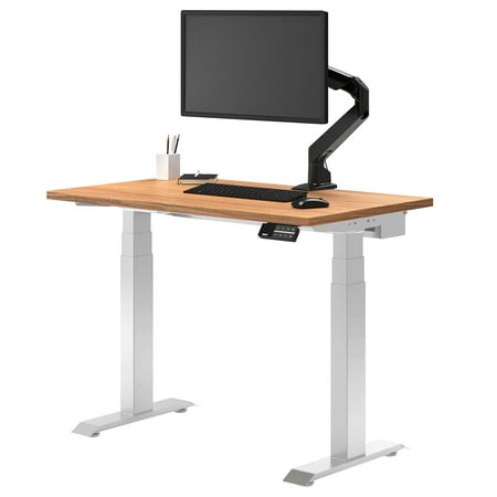 Desky Dual Mini Sit Stand Desk - Prime Oak / 32 X 20 / White