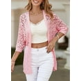 thumbnail image 3 of QWZNDZGR Cardigan Sweaters for Women Lightweight 3/4 Sleeve Cover Up Open Front Summer Cropped Crochet Cardigans Sweater, 3 of 6