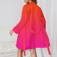 thumbnail image 2 of Redish Pink Gradient Night Robe Long Sleeve V Neck Robe With Belt Women's Sleepwear Dresses, 2 of 9