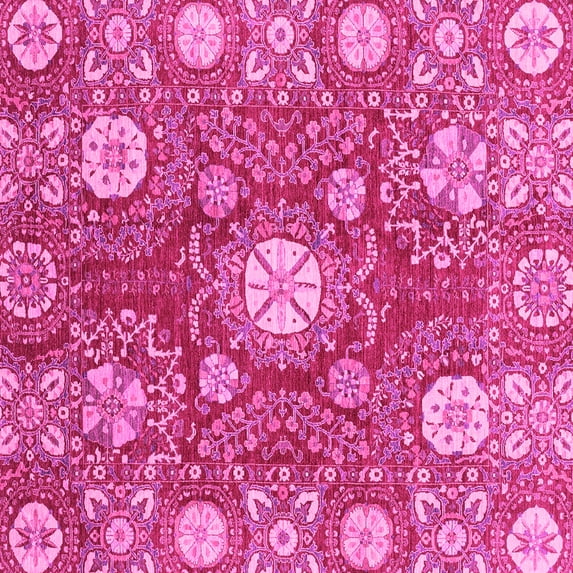 Ahgly Company Indoor Square Abstract Pink Modern Area Rugs, 3' Square