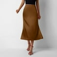 thumbnail image 3 of Gfyviroh Women's Silk Satin Skirts Zip Solid Color Fashion Casual Midi Skirts Soft High Waist Pencil Skirts, 3 of 5