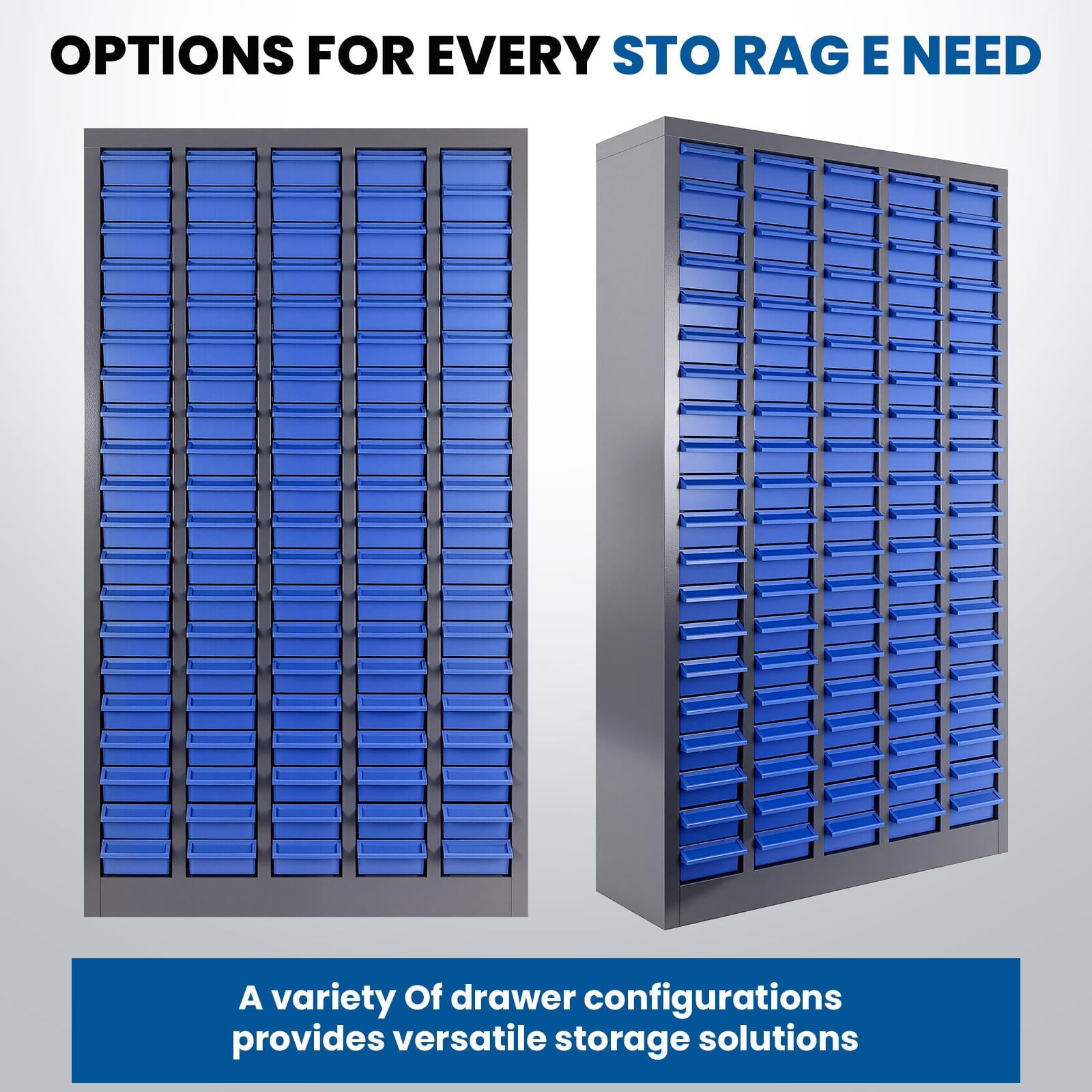 Parts Cabinet, Tool Storage Cabinet with Drawers, 100-Compartment Vertical Storage, 46" Height Space Optimizer, ABS Plastic Drawer Organizer Cabinet, Screw Organizer Cabinet, Ideal for Workshop, Home