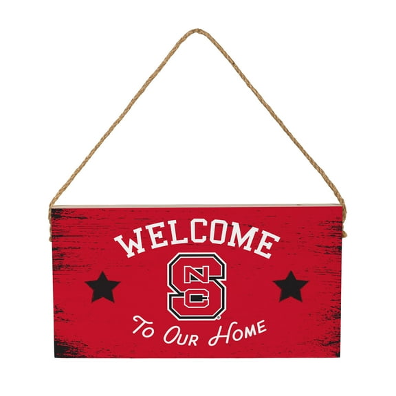 NC State Wolfpack 6" x 11" Welcome Home Wood Wall Sign with Rope Hanger