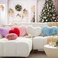 thumbnail image 5 of Heart Pillow, Pink Heart Pillows, Love Pillow Gifts, 14X17 Inch Large Heart Shaped Pillows, Faux Rabbit Fur Coquette Room Decor Throw Pillows, Living, Bedroom, Indoor Outdoor, 5 of 9