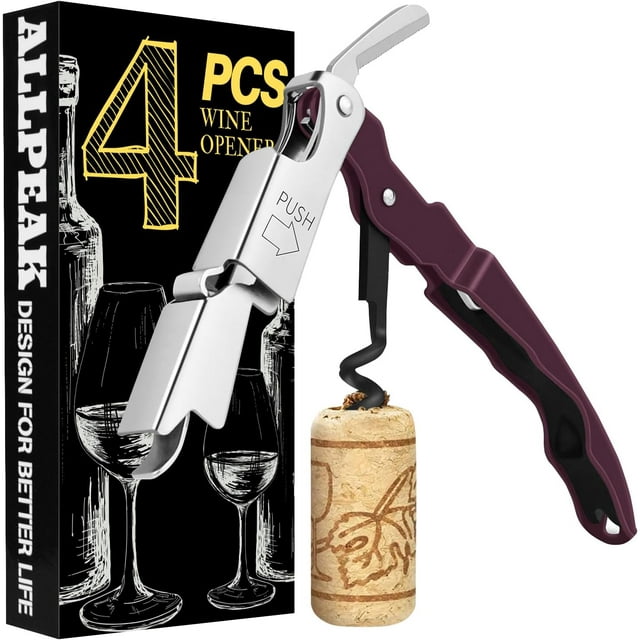 Bottle Opener Wine Opener Corkscrew - 4PCS Multi-Purpose Wine Bottle Opener, Corkscrew Wine Opener, Ouvre Bouteille de Vin, Bar & Wine Tools Corkscrews & Openers Bottle Openers - WineRed