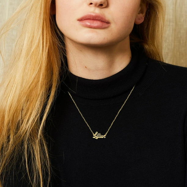 KISPER 18K Gold Plated Stainless Steel Personalized Name Pendant