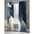 thumbnail image 3 of Abstract Geometric Sheer Curtains 108 Inch Long 2 Panels, Dynamic Blue Gold Art Light Filtering Rod Pocket Curtains, Sheer Voile Drapes for Living Room Bedroom, 52"x108", 3 of 8