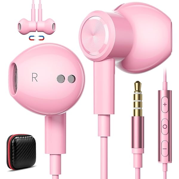 wonima11 Wired Earbuds 3.5mm Headphones with Microphone, Magnetic in-Ear Audio 3.5mm Jack Noise Canceling Earphones Stereo Clear Call Volume Control for Airplanes Kindle Nintendo Switch MP3 Android