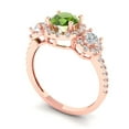 thumbnail image 2 of 1.46 ct Round Cut Natural Peridot 3 Stone 14K Rose Gold Womens Engagement Ring, 2 of 5