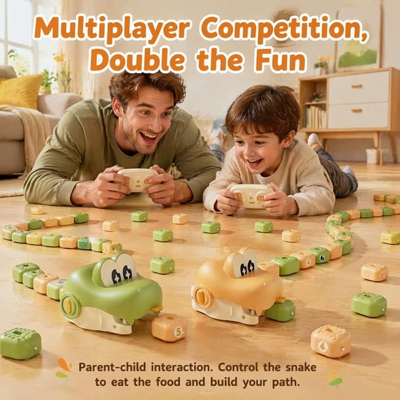 Magnetic Snake Game Toy, Remote Control Eating Snake Toys with Sound and Light, Interactive Parent-Child Competitive Game Race Car Toy for Kids Boys Girls