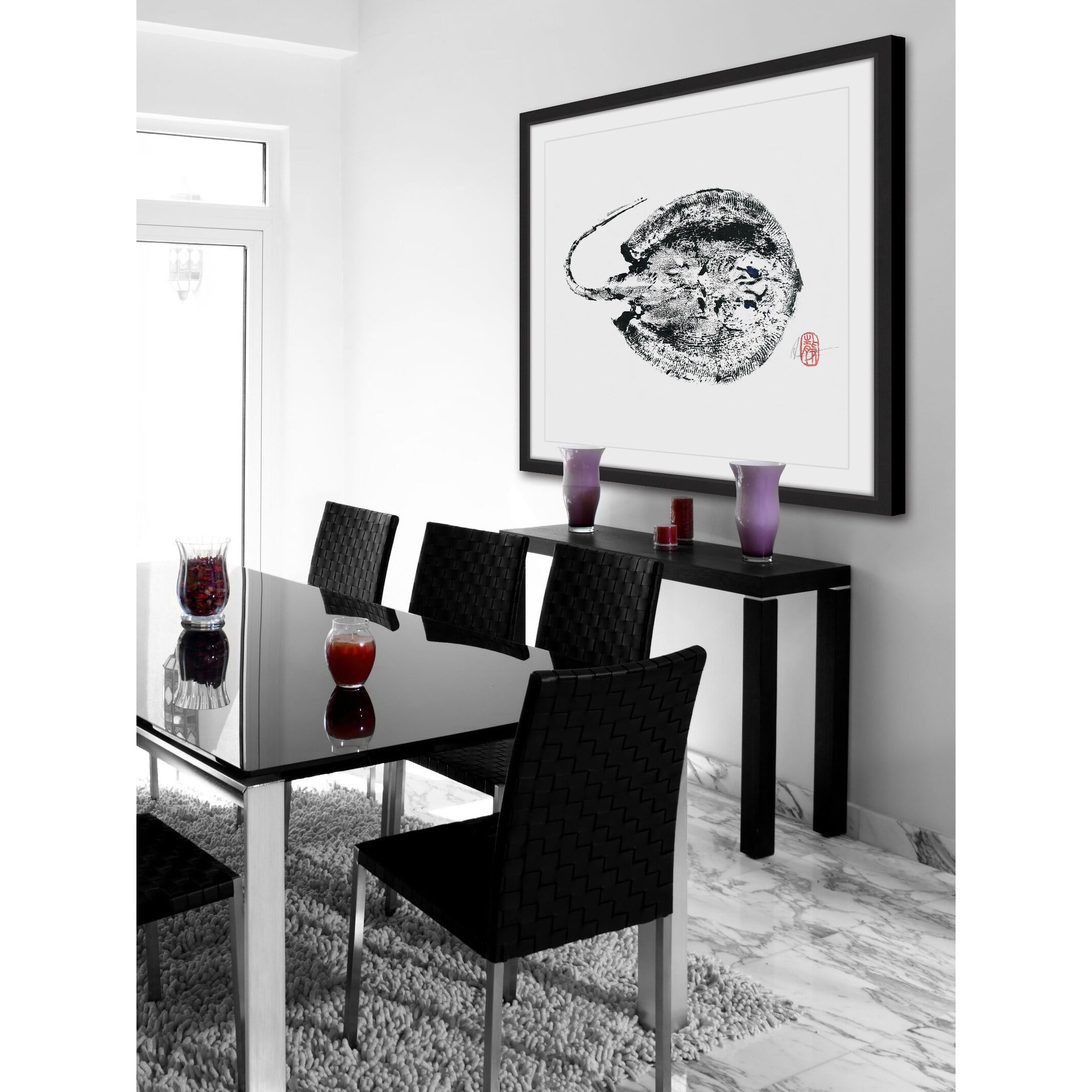 Stingray Black Framed Painting Print