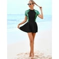 thumbnail image 6 of IDOPIP Short Sleeve Swimsuits Swim Dress Women Rash Guard One Piece Swimwear with Skirt Bathing Suit S-2XL, 6 of 7