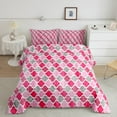 thumbnail image 2 of jejeloiu Vintage Rhombus Pattern Queen Comforter Set,Abstract Geometric Floral Bedding Sets,Pink Gray Bedding Comforter Set For Men Women,Ultra Soft Home Decor Reversible,3-Piece, 2 of 8