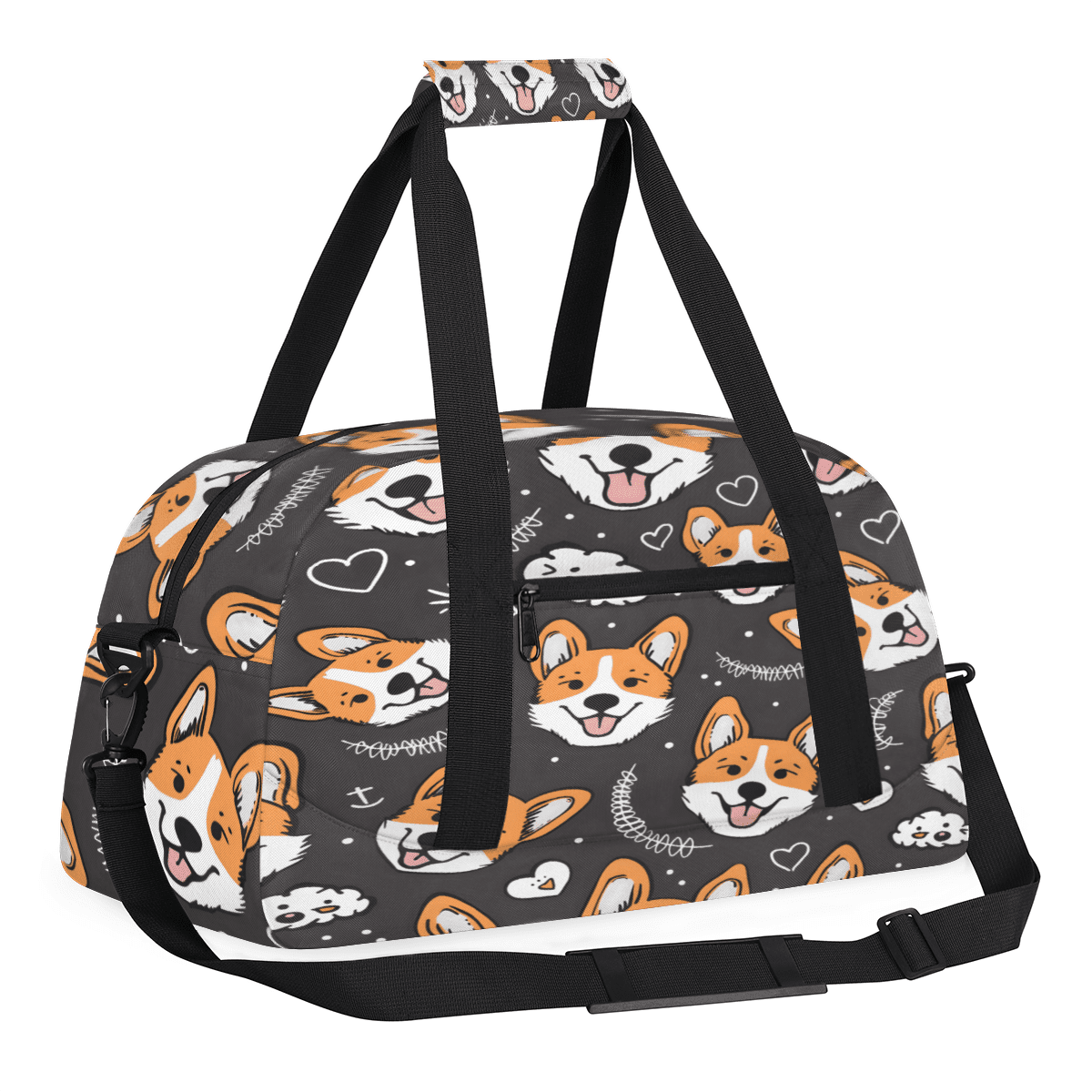 Herdesigns Sports Duffle Bags Travel Duffle Bag Gym Bag Cute Welsh Corgi Dog Weekender Travel Bag Waterproof Overnight Bag Carry On Travel Tote Bag Dance Bags