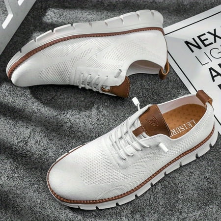

Men s Knitted Breathable Skate Shoes Fashionable Non-Slip Smart Casual Shoes Men s Footwear