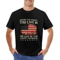 thumbnail image 7 of Support The Country You Live In Stylish Men's Cotton Short Sleeve HD Print Tee for Casual T-Shirt Crew Neck Top Black 3XL, 7 of 7