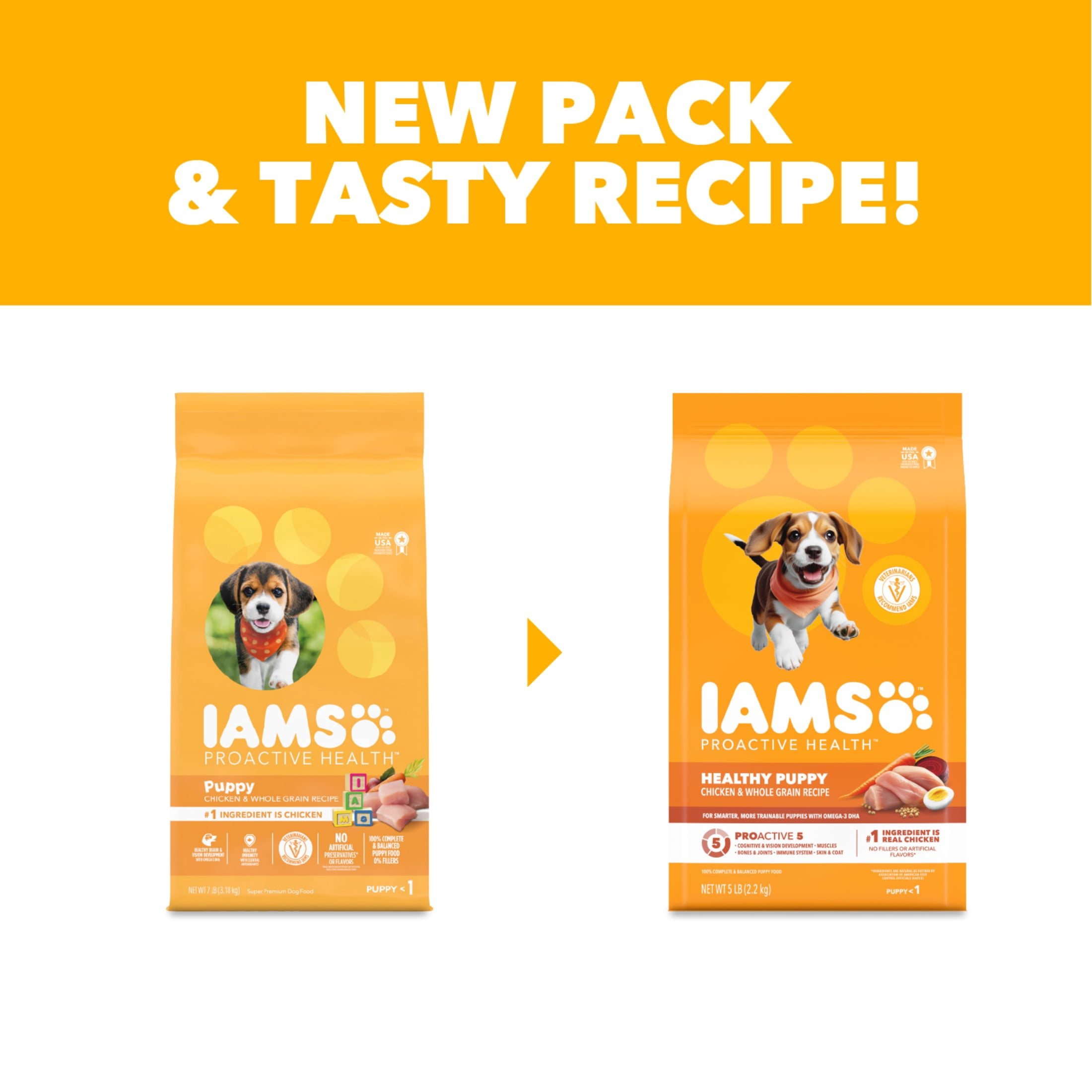 IAMS Proactive Health Puppy Food Dry Chicken, 5 lb Bags