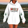 thumbnail image 2 of Telankuip Merry Christmas Hoodie for Women Cute Christmas Tree Drop Shoulder Hooded Sweatshirts Funny Xmas Holiday Party Loose Long Sleeve Drawstring Pullover Tops White XL, 2 of 4