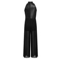 thumbnail image 4 of inlzdz Kids Girls Hip Hop Dance Outfits Retro 70s 80s Rock Disco Jumpsuit Flowy Mesh Overlay Pants Romper Black 12, 4 of 7