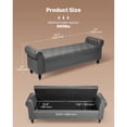 thumbnail image 2 of KFFKFF 65.4" Leather Ottoman Bench with Storage, Button-Tufted Rolled Arm Bench with Wooden Legs, Holds 400 Lbs, Modern Shoe Bench Seat for Entryway, Gray, 2 of 9
