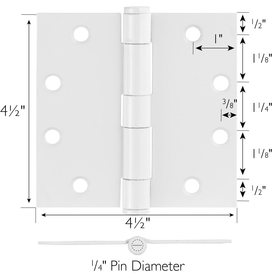 Design House 6-Pack 4.5" H x .625" Radius Square Butterfly Interior/Exterior Door Hinges, White
