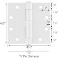thumbnail image 2 of Design House 6-Pack 4.5" H x .625" Radius Square Butterfly Interior/Exterior Door Hinges, White, 2 of 13