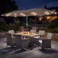 thumbnail image 1 of Costway 8 PCS Outdoor Wicker Dining Furniture & Double-Sided Umbrella with Solar LED Lights Tan + Mix Gray, 1 of 6