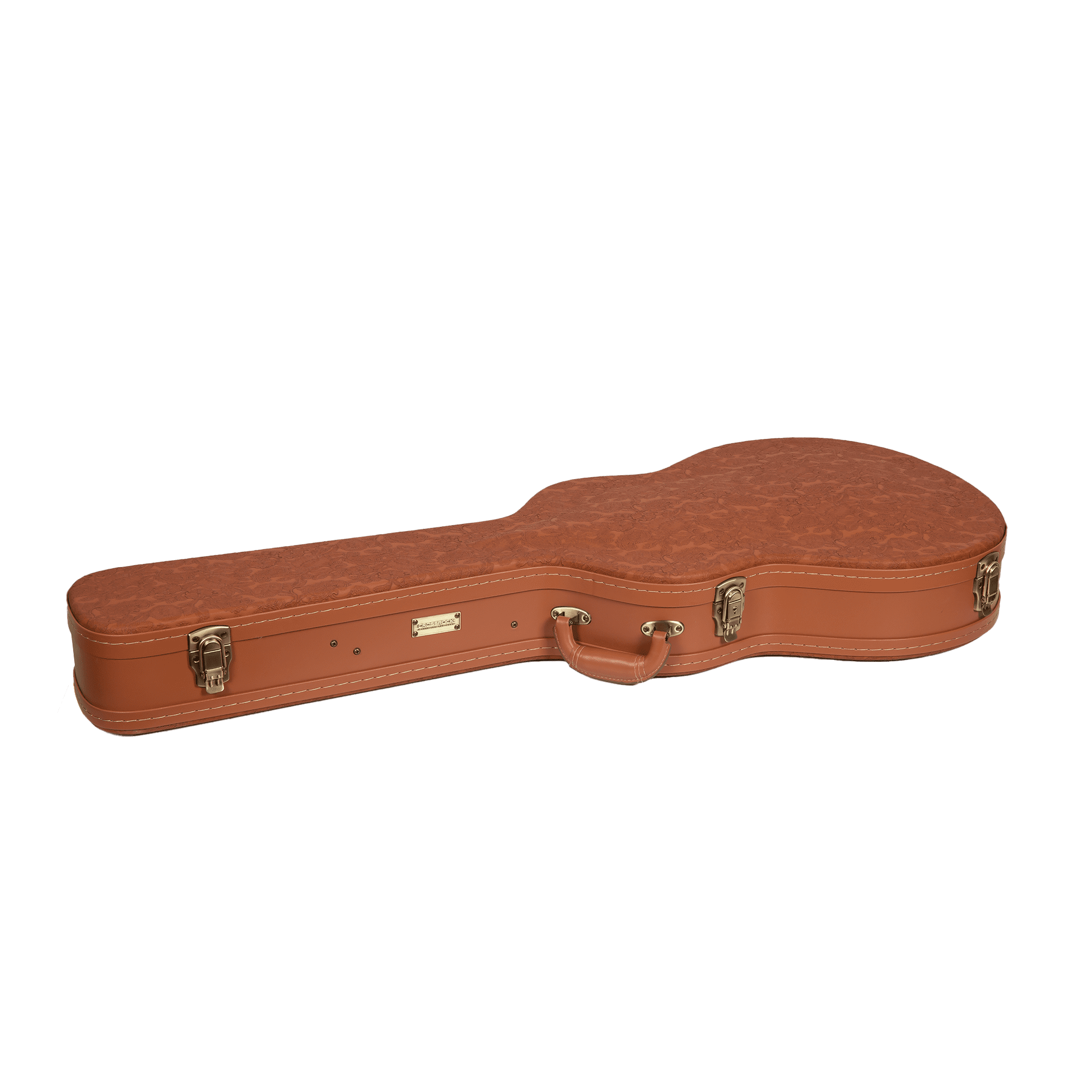 Crossrock Relief Series - Premium Wooden Case for 335 Style 6-string Semi-Hollow Electric Guitars, featuring a Highly Textured Surface and Mink Imitation Fleece Interior - Red Wood