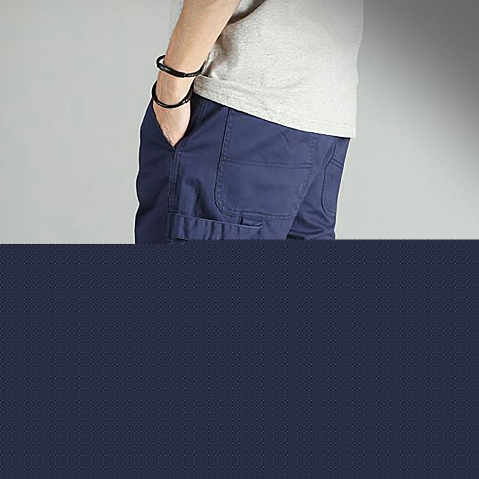 thumbnail image 2 of XDZJLR Men Shorts High Street Harbor Wind Trend Large Size Loose Outside To Wear Five Point Knee Length Short Blue XL, 2 of 7