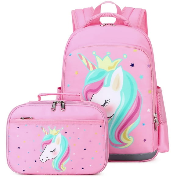 Mochila Octsky Unicorn Pink Kids de 32 x 13 x 39 cm con lonchera