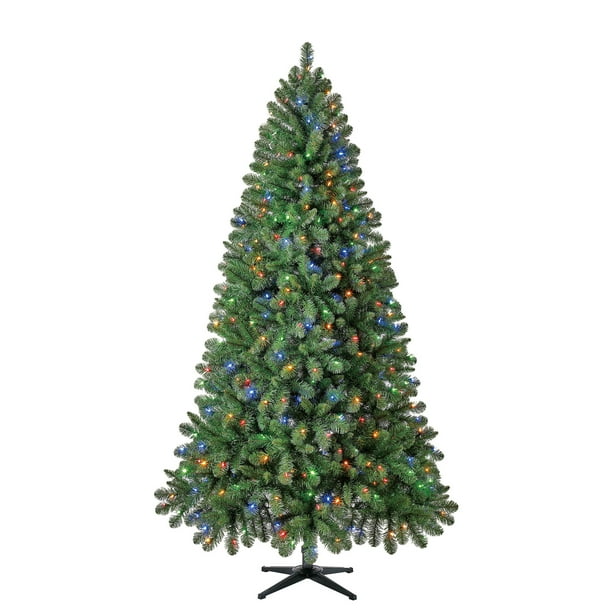 Holiday Time Multi-Color Prelit Led Green Full Christmas Tree, 7.5' - Walmart.com