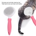 thumbnail image 4 of Mango antideslizante de goma Cepillo para eliminar el pelo de mascotas Peine de aguja de acero inoxidable Suministros de limpieza para gatos Perros GeneralPink, 4 of 8