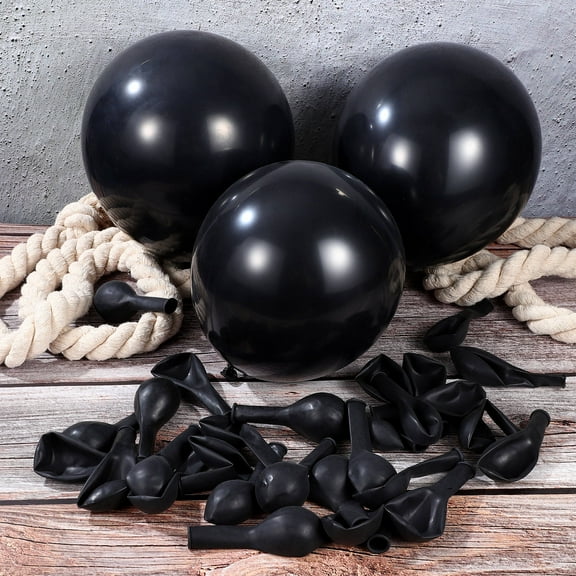 WRISTBIQUE 100Pcs Black Decorative Latex Balloons Easy Assemble for Bridal Shower and Party Scenes
