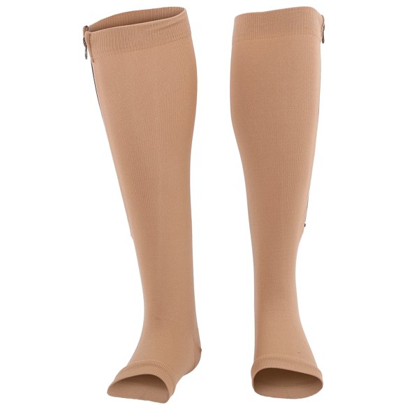 Qiilu Copper Compression Support Zipper Socks Graduated Stockings Men's Women's