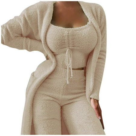 

PEASKJP Christmas Pajama Pants Women Paper Bag Pants High Waist with Pockets Tie Casual Cropped Trousers