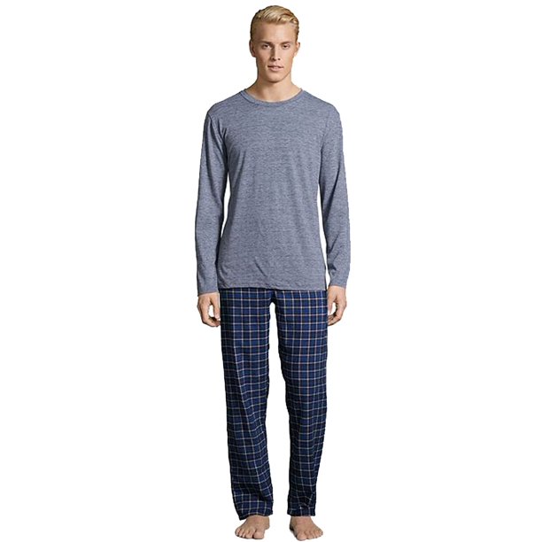 Hanes Big Mens Jersey Flannel Sleep Lounge Pajama Set 41384XXXXX (Blue