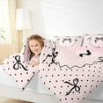 thumbnail image 4 of jejeloiu Kawaii Heart Print Twin Comforter Sets,Cartoon Bowknot Bowtie Bedding Set For Girl Reversible 2pcs, 4 of 8