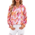 thumbnail image 3 of Fantaslook Floral V Neck Blouses for Women Loose Lined Flowy Shirts Trendy Smocked Cuff Long Sleeve Tops, 3 of 9