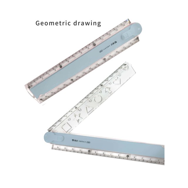 1pc Acrylic Transparent Folding Scale Plastic Student Drawing Ruler