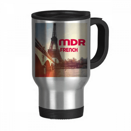 

French Expressive Laughter Paris Travel Mug Flip Lid Stainless Steel Cup Car Tumbler Thermos