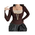 thumbnail image 2 of Qiylii Women Fairy Tops Grunge Clothes Shirt Long Sleeve Lace Collar Vintage Aesthetic Blouse, 2 of 9