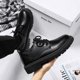 thumbnail image 2 of Zapatos de cuero de negocios para hombre, mocasines Oxford con plataforma, antideslizantes, gruesos, estilo Derby, color negro, 2 of 4