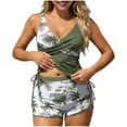 thumbnail image 2 of Taqqpue Women High Waisted Bikini Sets Floral Print Two Piece Tummy Control Swimsuits Hawaiian Print Drawstring Short Bathing Suit Swimwear for Women, 2 of 7
