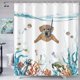 thumbnail image 2 of Juego de cortinas de ducha resistentes al moho, 180 x 180 cm (71 x 71 pulgadas), 3D HD, hojas verdes naturales, cortinas de baño de poliéster lavables con 12 ganchos, 2 of 5