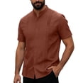 thumbnail image 3 of Men’s Short Sleeve Cotton Linen Shirt Summer Beach Casual Top, 3 of 9