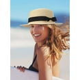 thumbnail image 5 of PULLIMORE Womens Summer Beach Sun Straw Hat Travel Outdoor UV Hats Elegant Bow Hat (Khaki), 5 of 11